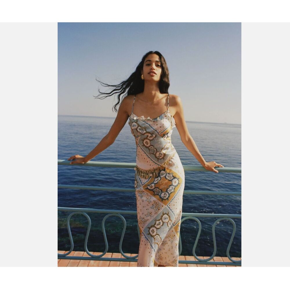 Reformation Aribella Camisole Midi Dress L’isola di Capri Silk Small